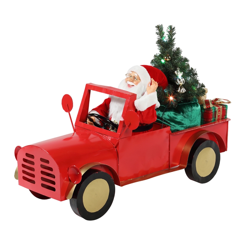 160 cm Animowany Mikołaj Santa Claus Siedzina ciężarówce Ozdoby Boże Narodzenie Kolekcja Wakacje Dekoracja Figurka AC Adapter