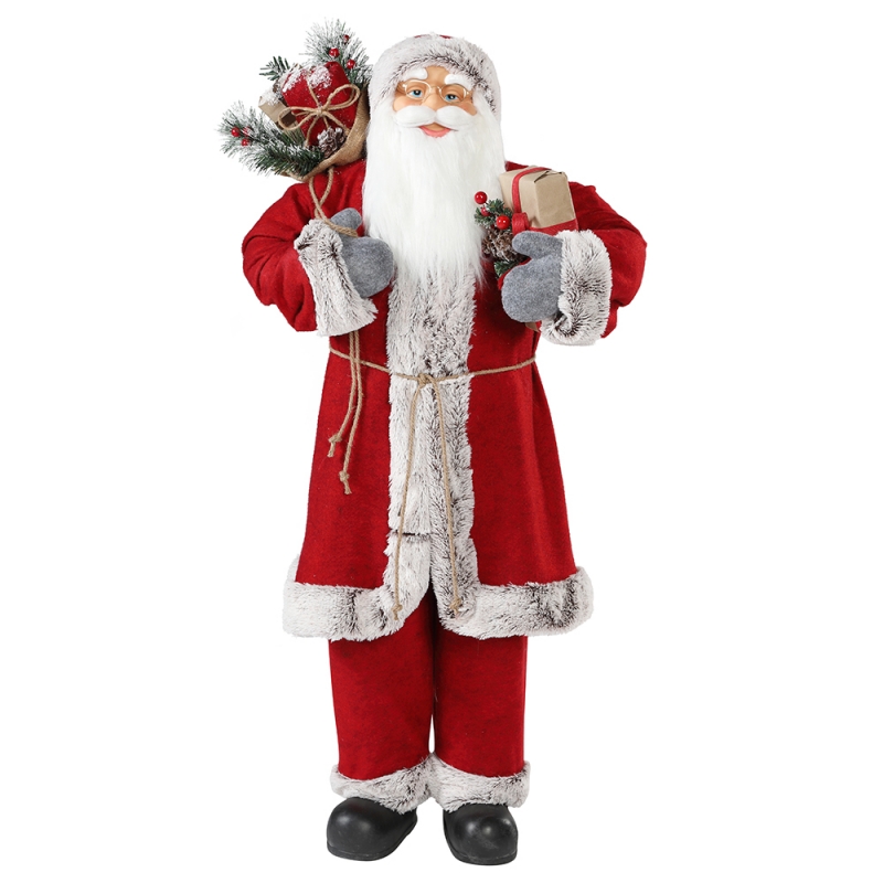 30 ~ 110 cm Boże Narodzenie stojący Santa Claus z prezent torba ornament dekoracji festiwalu wakacyjny figurka kolekcja tradycyjne xmas