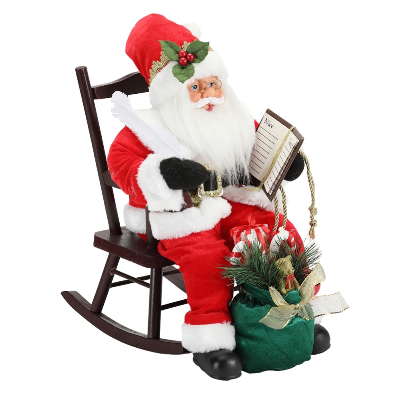 45 cm Święty Mikołaj siedzina krześle pisanie i czytanie książki dekoracji kolekcji figurki tkaniny wakacje festiwalniestandardowy przedmiot