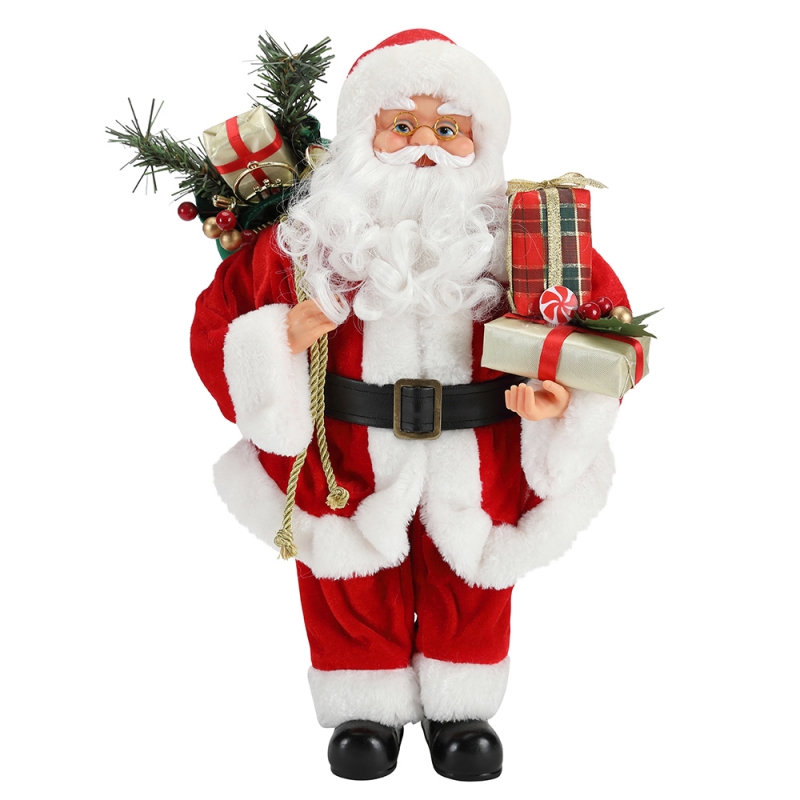 42 cm Boże Narodzenie stojący Santa Claus ornament dekoracji kolekcja figurki tkaniny wakacje festiwal xmas pluszowyniestandardowy przedmiot