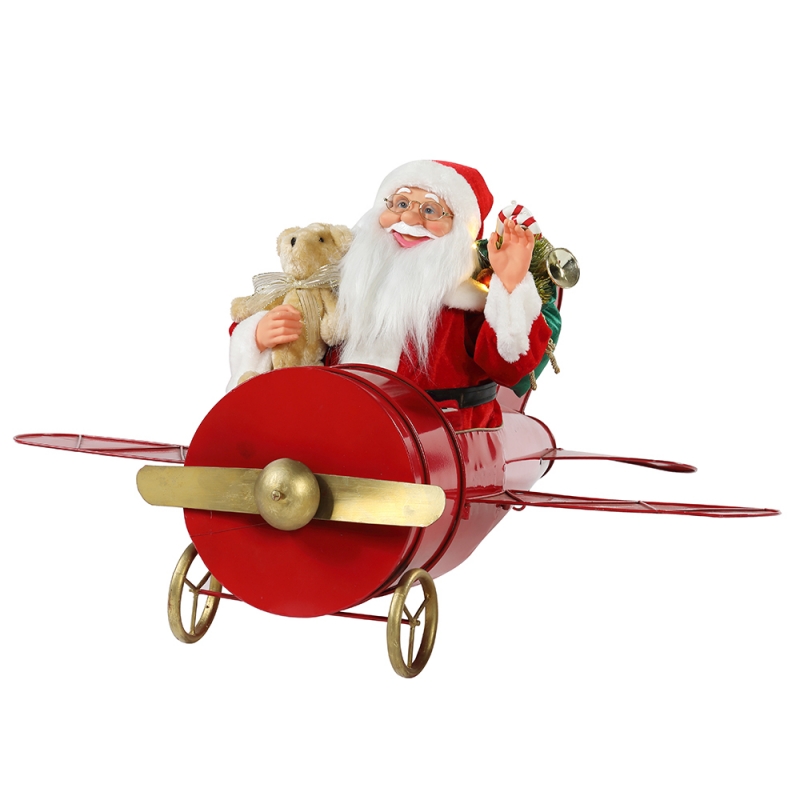 80 cm Christmas Animowany Mikołaj Santa Claus Siedzi Czerwony Płaszczyzna Dekoracja Figurka Klasyczne Wakacje Ornament Gifts Collection